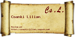 Csanki Lilian névjegykártya